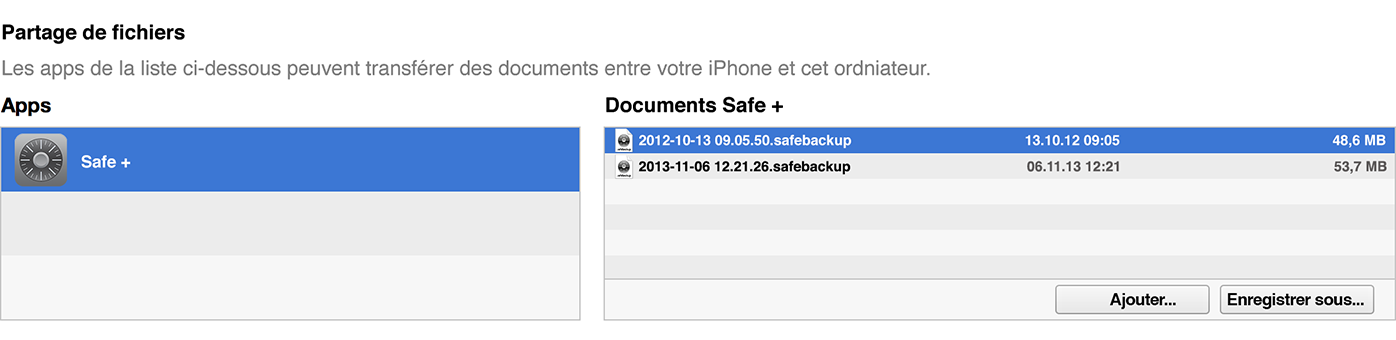 Safe + iTunes Export